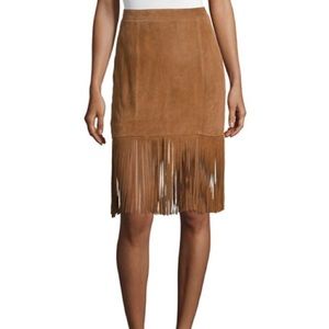 Cusp by Neiman Marcus Leather Fringe Skirt